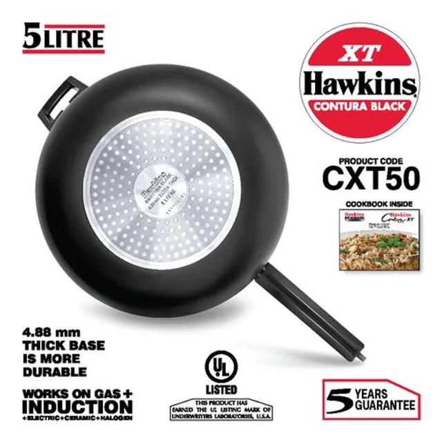 Hawkins Contura Hard Anodised Black Inner Lid Pressure Cooker - Xtra Thick & Induction Base, CXT50, 5 l-3.webp